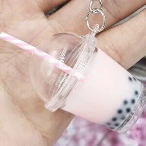 Pink Boba Tea Keychain Kawaii Bag Charm Bubble Teas